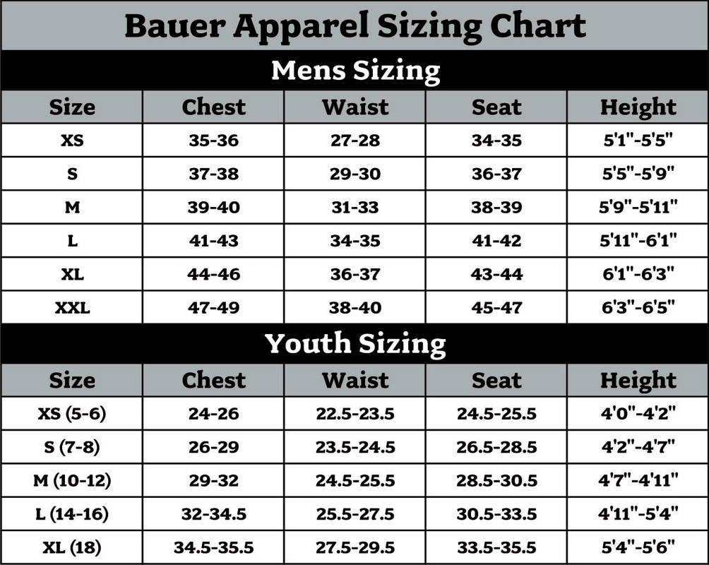 Bauer Size Chart - K&B Outfitters